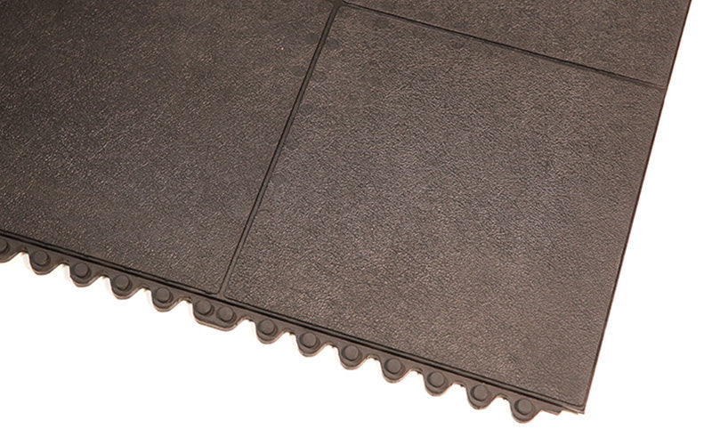 Full product image of black anti-fatigue 24/seven interlocking mat - connecting edge