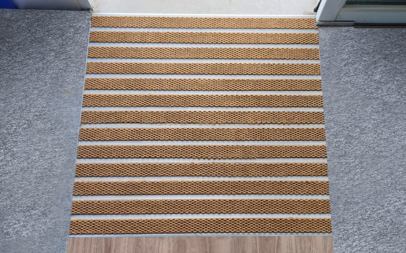 Insitu image of Camel Superguard inserts in Aluminium Architecture Matting - Made to Measure