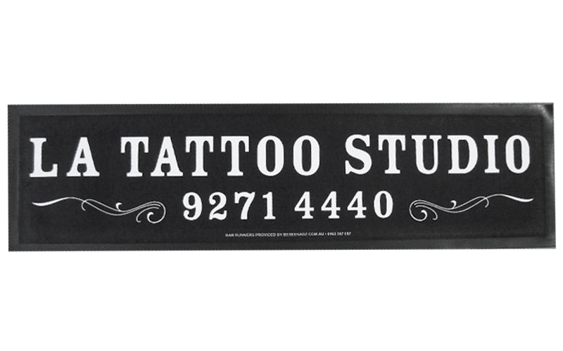 Full product image of a bar mat used to promote a business as cost effective marketing.