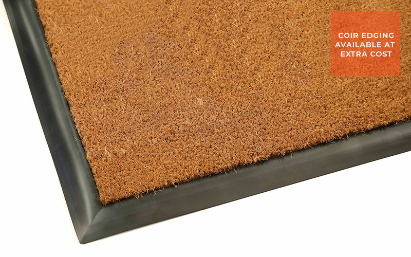 Corner product image of natural coir matting with edging