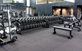 Insitu product image of our rubber black gym mats in a commercial gym set up