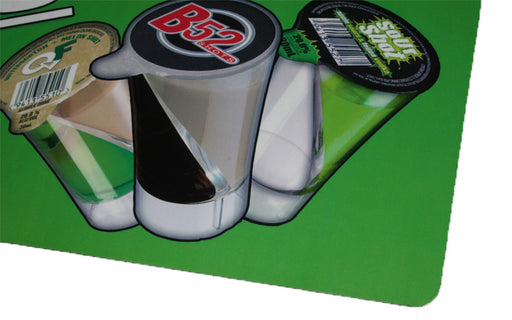 Corner image of the Counter Ad Mat 1mm made of heavy duty  textured  PVC surface and rubber grip backing.
