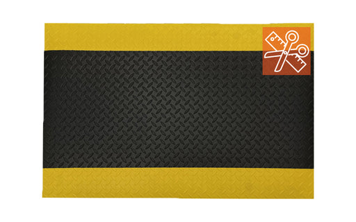 Full product image of Anti-fatigue mat called Diamond Foam Mat in black with yellow safety edges