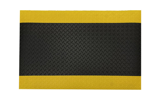 Full product image of the diamond foam mat with yellow safety borders.