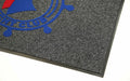 Corner product image of charcoal Dirtstopper Logo Mat with two colour print
