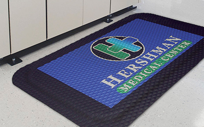 Insitu image of a Hog Heaven Impressions logo mat in a medical centre which is fully customised.