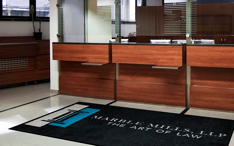 Insitu image of the PrintPlush Logo Mat used in an entrance area of a Law Firm.