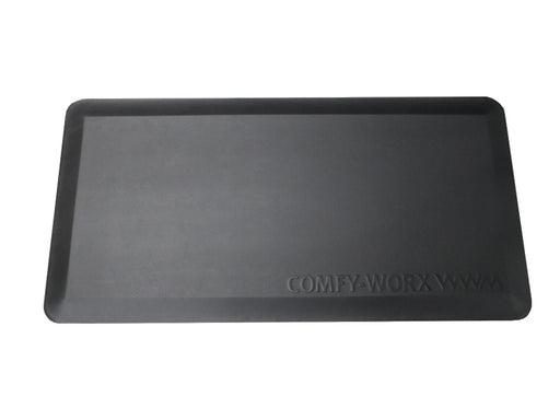 Full product image of the black Sit Stand Desk Mat, a 500mm x 1000mm cushioned anti-fatigue mat for standing desks