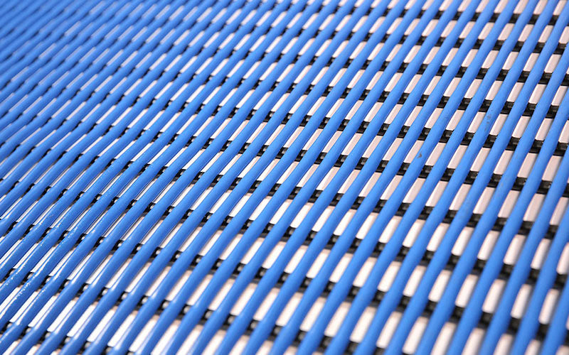 Close up product image of made to measure, blue Tubular PVC Matting