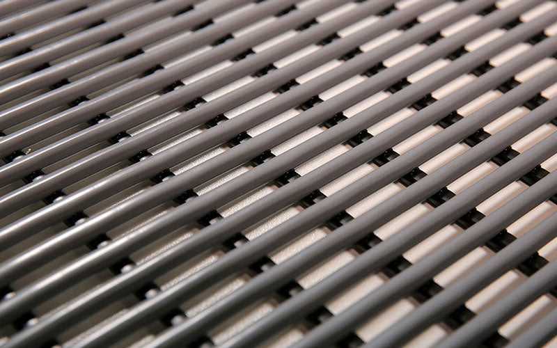 Close up product image of made to measure, grey Tubular PVC Matting