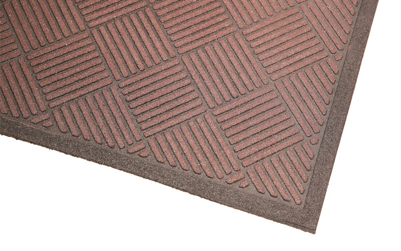 Corner image of the cleanscrape mat that repels water and dries quickly.