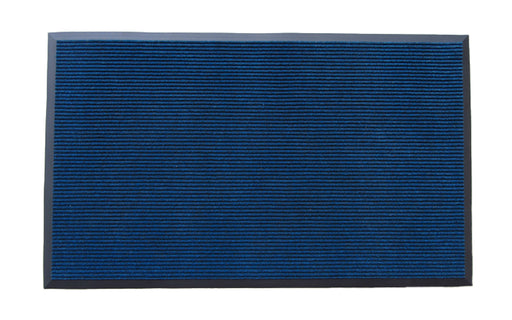 Full product image of the fully rubber edged, blue tough rib entrance mat.