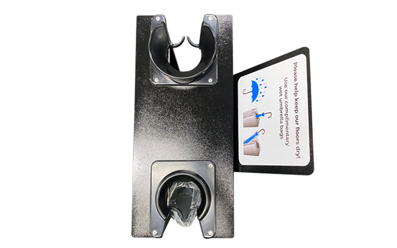 birdseye image of black wet umbrella bagger