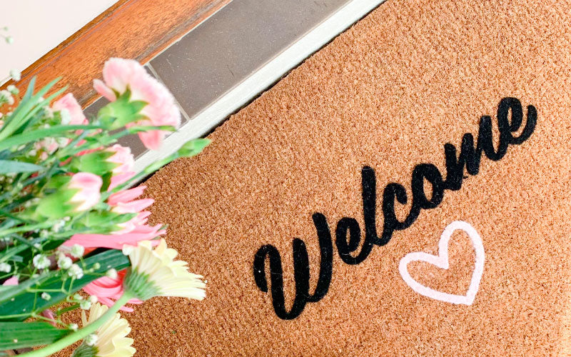 Insitu image of Welcome With Love Coir Doormat at front door