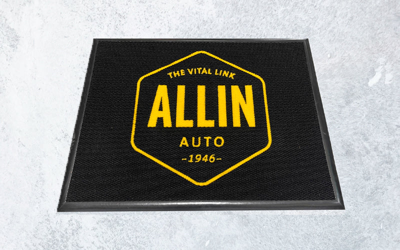 Full product image of polypropylene, black base, Superguard Logo Inlay Mat for auto business