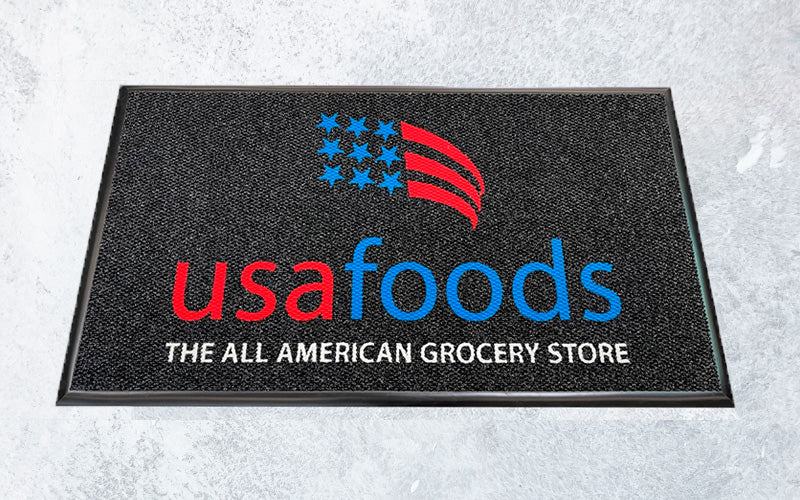 Full product image of polypropylene, charcoal base Superguard Logo Inlay Mat for business