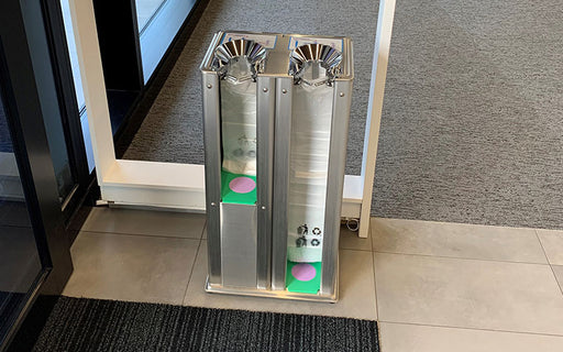 Insitu product image of the Stainless Gloss Umbrella Bagger at a front entrance