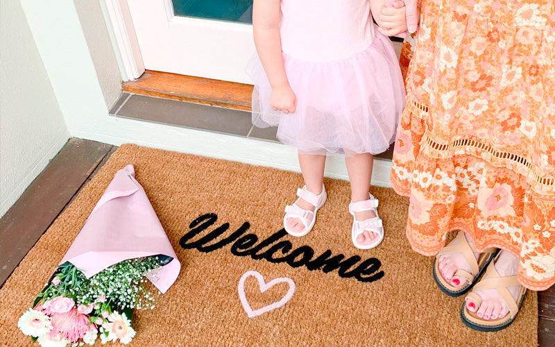 Customer insitu image of Welcome With Love Coir Doormat at front door